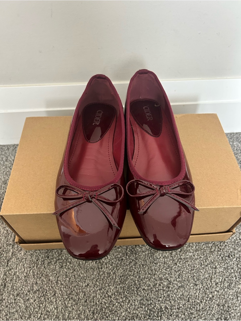 Cider Wine Patent Bow Ballet Flats